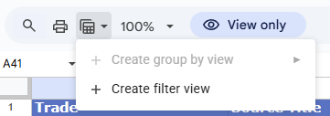 Google Sheets toolbar